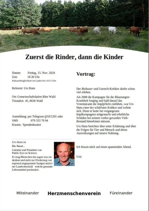 Zuerst die Rinder, dann die Kinder!